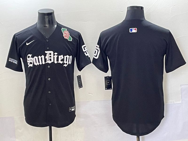 Men 2025 San Diego Padres Blank Black Five generations Joint Name Nike MLB Jersey style 7